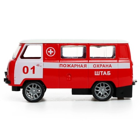 Metal machine "UAZ 3962. Fire Service", inertia, 1:32, light and sound-1