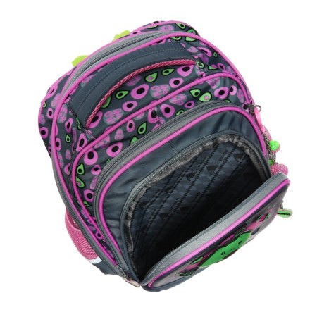 School backpack 40 x 33 x 15 cm, ergonomic back, Across 410, gray/pink ACR23-410-1-9