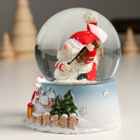 Souvenir Polystone Water Ball "Santa Claus with violin" 7x8x9 cm-4