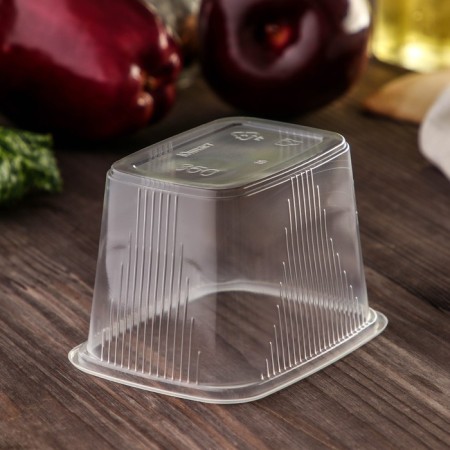 A disposable plastic container with a lid, 10 pcs, 350 ml, 10.8 × 8.2 × 7 cm, the color is transparent-2