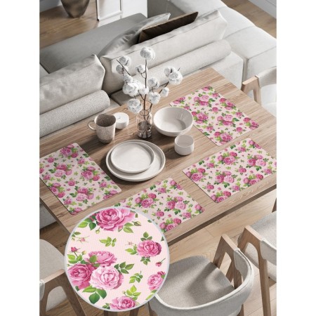 A set of napkins for setting the table "Flower tenderness", rectangular, rounded edges, size 30x46 cm, 4 pcs-1
