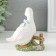 Polystone souvenir "Gusenok with a blue bow at the fence" 9x8x10 cm
