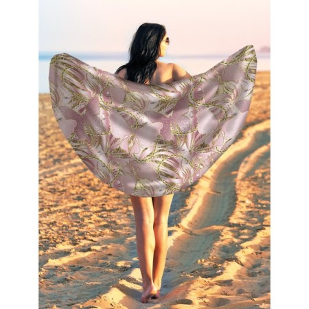 Pareo and beach rug "Golden butterflies", D = 150 cm