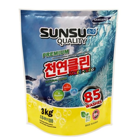 Sunsu-Q washing powder, concentrated, for washing colored linen, 3 kg