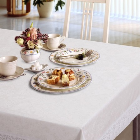 Finished tablecloth Meiwa, rectangular, 152 x 320 cm, white color-1