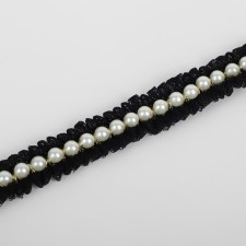 Ryush with beads, 20 mm, 4.5 ± 0.5 m, black/white color