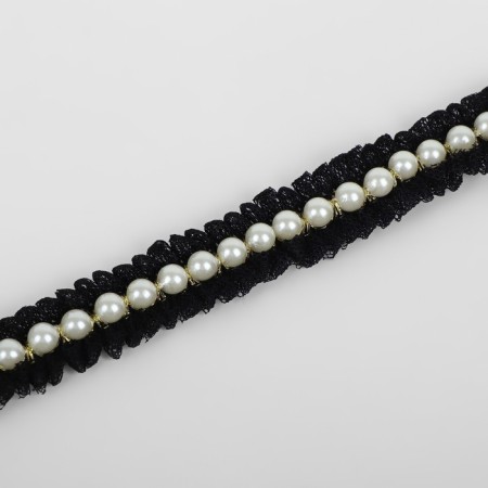 Ryush with beads, 20 mm, 4.5 ± 0.5 m, black/white color