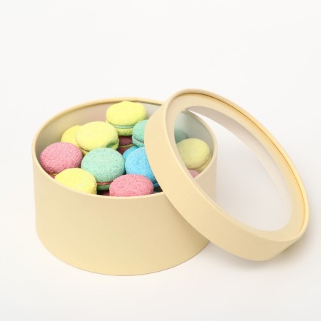 Set 2 in 1 round boxes with a window, cream, 21 x 11 - 18 x 10 cm-2
