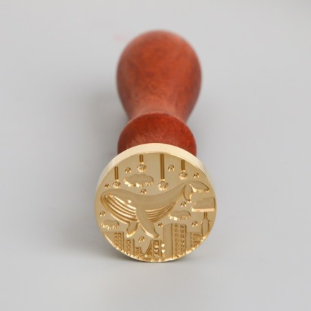 Printing for wax with a wooden handle "Kit floats in the city" 9x2.5x2.5 cm-1