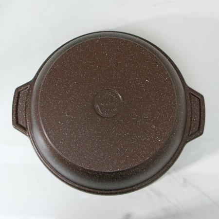 Frying, 3 l, d = 38 cm, h = 9 cm, glass cover, anti -stick coating, brown color-2