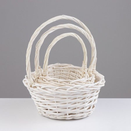 A set of baskets, 3 pcs, 24 × 12 × 12/29 cm, 19 × 10 × 10/25 cm, 15 × 9 × 9/20 cm, willow-1
