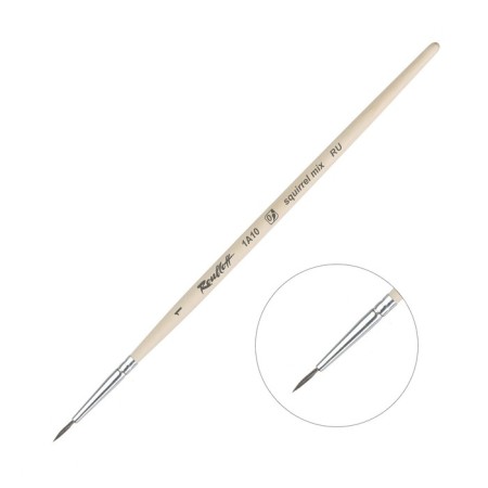Brush from a mixture of protein round, rubloff series 1A10 No. 1, a short handle is varnished