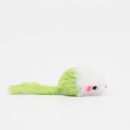 Toy for cats "Small Mouse" two -tone, 5 cm, white/green-1