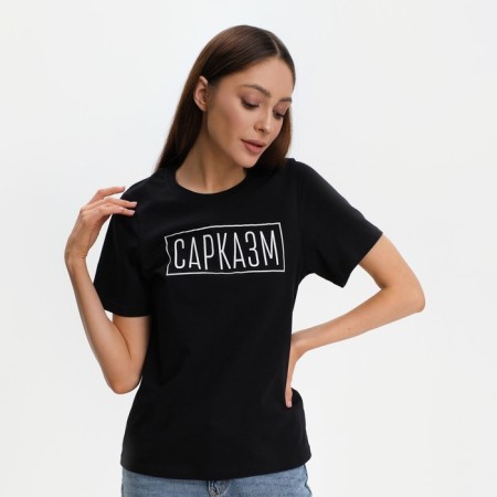 Women's T-shirt KAFTAN "Sarcasm", rr 40-42, black color-4