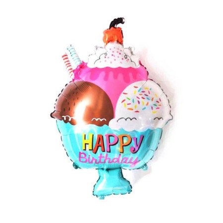 Foil ball 14 "Happy Birthday", ice cream cream, mini cream