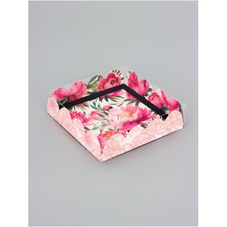 Cookie box, confectionery packaging, "with love", 12 x 12 x 3 cm