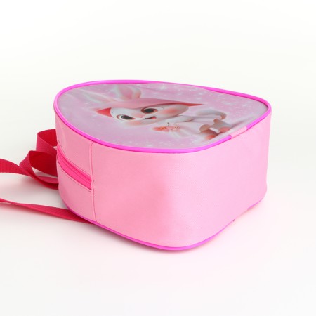 Children's backpack 21*9*23, lightning departure, a rabbit in a hat, pink-3