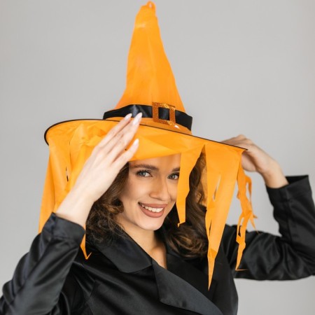 Halloween carnival hat with diodes, orange-2