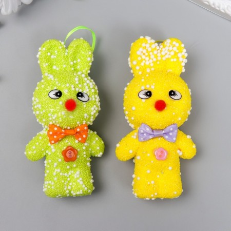 Decor Suspension "Puke -eyed bunnies - Sprinking, with a bow" set 2 pcs mix 12 cm