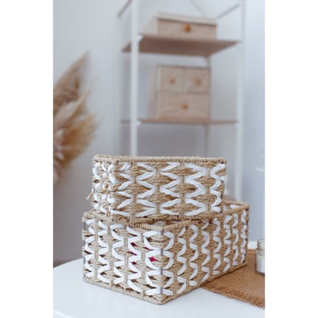 Basket for storage of handmade wicker work “Aika”, 19 × 11 × 10 cm, beige-white color-8