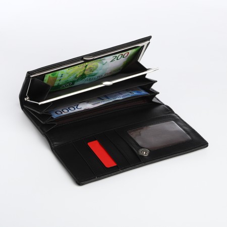Women's wallet on a magnet, black color-3