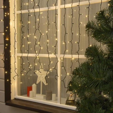 Garland "Curtain" 2 × 1.5 m, IP44, UMS, dark thread, 360 SMD-LED, glow warm white, 220 V