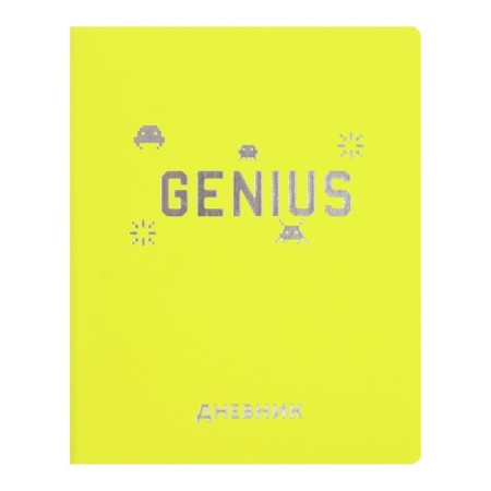 Diary Artificial leather 1-11 grade, 48 sheets, cage, integral cover Silver Lines. Genius, foil embossing, rounded corners, color end
