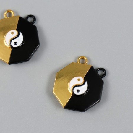 Magnetic metal lock "Yin-Yang" black and gold 2x2.2x0.5 cm
