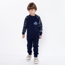 Sports suit (sweatshirt, trousers) for a boy, color blue camouflage/dark blue, height 152 cm