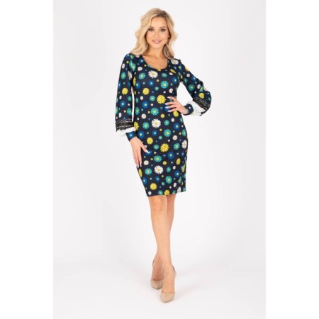 Female dress, size 44, blue, green color-8
