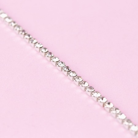 Chain with rhinestones, metal, glass, 2.5 mm, 9 ± 1 m, silver color-1