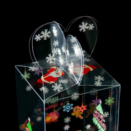 New Year. Box gift New Year's folding PVC "Merry Santa Claus" 6 x 6 x 10 cm.-5