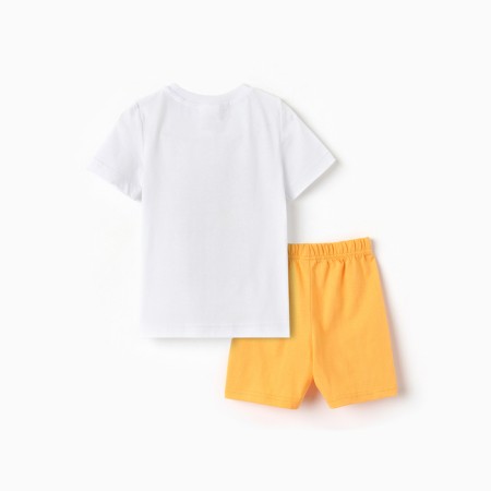 A set for the boy "Geometric figures" (T-shirt/shorts), white/orange color, height 98-104 cm-4