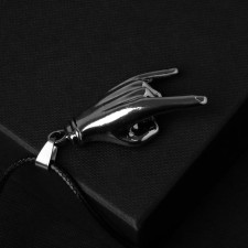 Unisex “Gesture” pendant, black silver color on a black lace, 60 cm