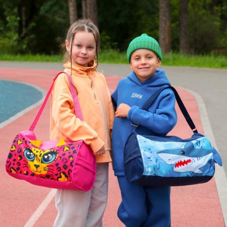 Children's sports bag for the boy "Shark", 40x21x24cm, blue color-1