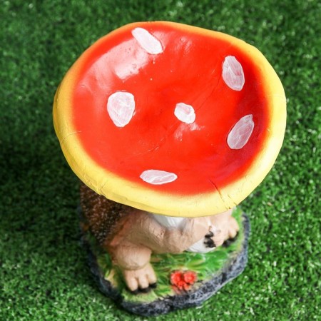 Garden Figure-Hedgehog "Gray Hedgehog under the Mushroom" good souvenirs from polystone, 23 cm, average-7