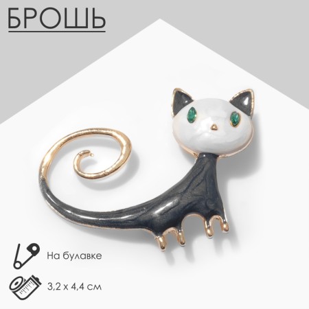 Brooch "Cat" is long -tailed, colored in gold
