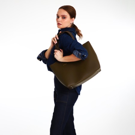 Female bag Textura, chover, large size, brown color-5