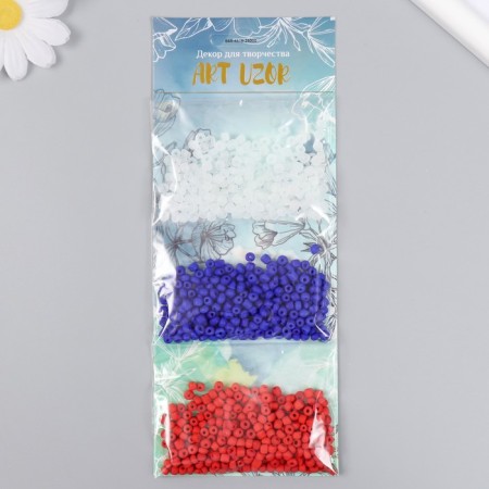 Round beads 6/0 "Matte Patriot" 3 colors x 20 g 20x8x0.7 cm-3