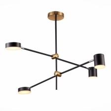 Ceiling lamp ST LUCE. SL1604.432.04. Rodrigo. 4x5 W, LED, 3000K, 3744 LM, 90x90 cm, black color, brass