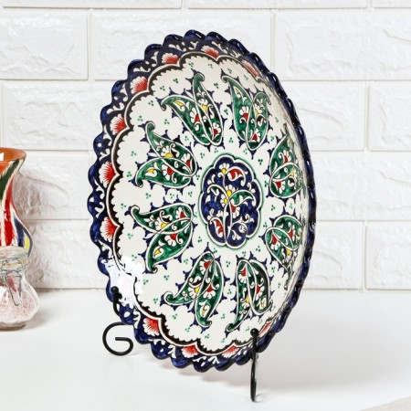 Largan Rishtan ceramics "Flowers", 32 cm, blue, deep-2