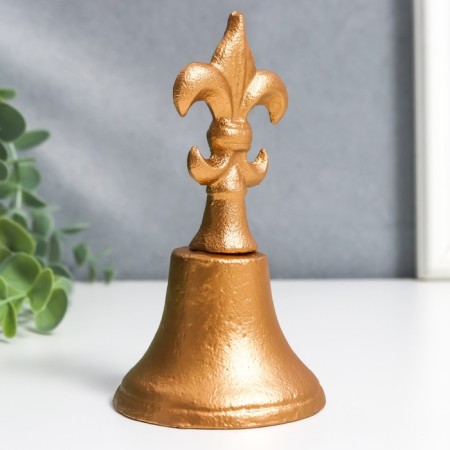 Bell souvenir cast iron "Heraldic lily" gold 13x7x7 cm-1