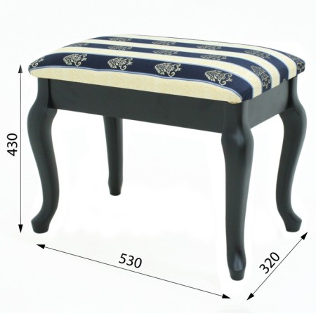 Retro banquet with storage, 550x330x430, wenge, fabric blue strip-1