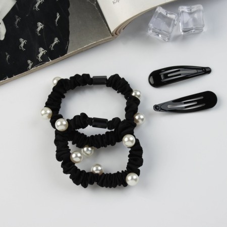 Hair Set "Gloria Chic" (2 gum 5 cm, 2 invisibility 5 cm) black-2
