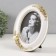 Photo frame Polystone 10x15 cm Oval "Golden Bird and Roses" White 20x15 cm