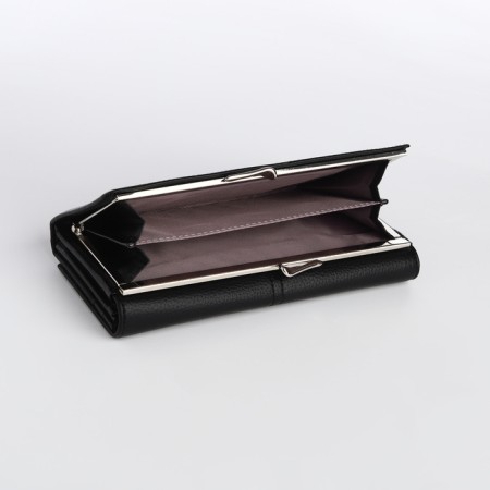 Women's wallet on a magnet, black color-3