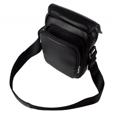 Male bag, lightning department, 2 outer pockets, adjustable belt, black color-1