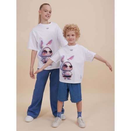Children's T -shirt, height 134 cm, white color-5
