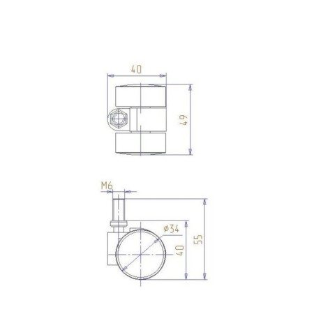 Furniture wheel, d = 35 mm, pin m6-3