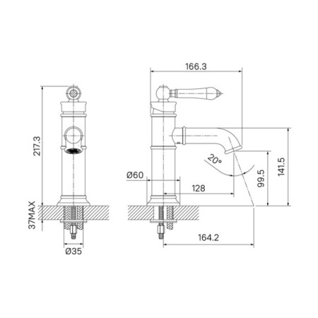Mixer for the IDDIS OXFORD OXFSB00i01 sink, single -leaf, excess height 128 mm, chrome-2